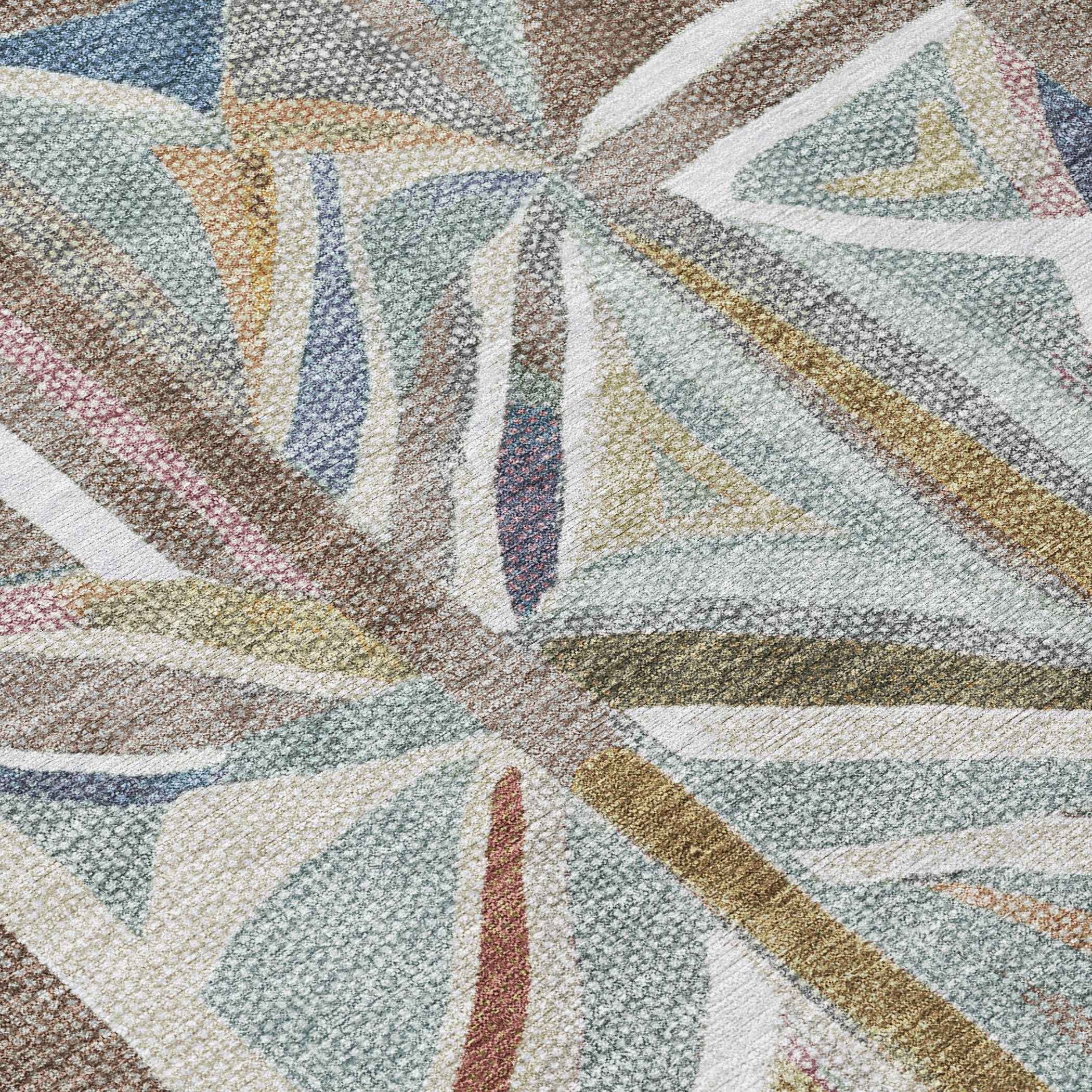 9' X 12' Taupe Ivory And Gold Geometric Washable Indoor Outdoor Area Rug