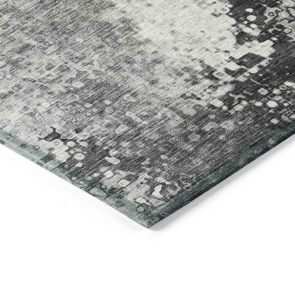3' X 5' Gray And Silver Abstract Washable Indoor Outdoor Area Rug Default Title