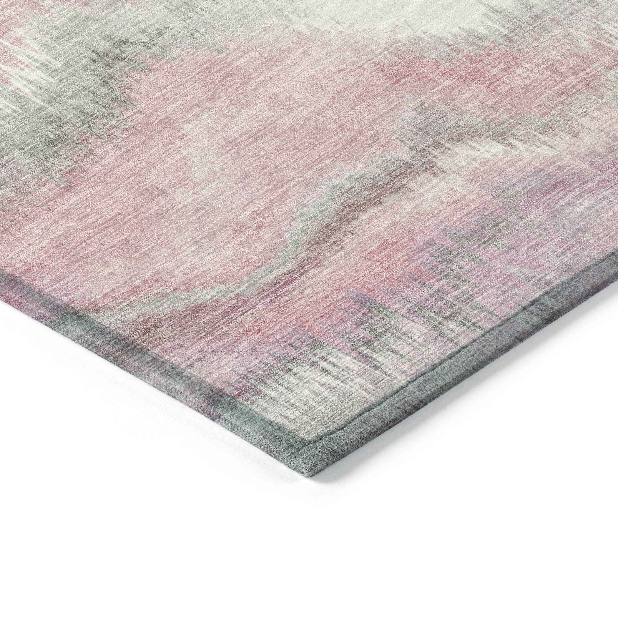 3' X 5' Blush And Ivory Abstract Washable Indoor Outdoor Area Rug