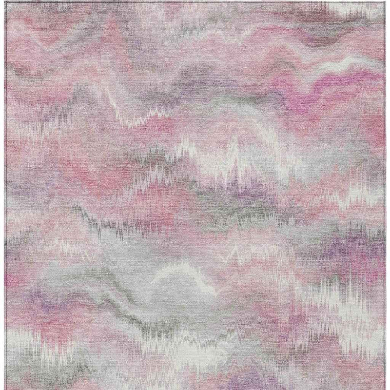 3' X 5' Blush And Ivory Abstract Washable Indoor Outdoor Area Rug