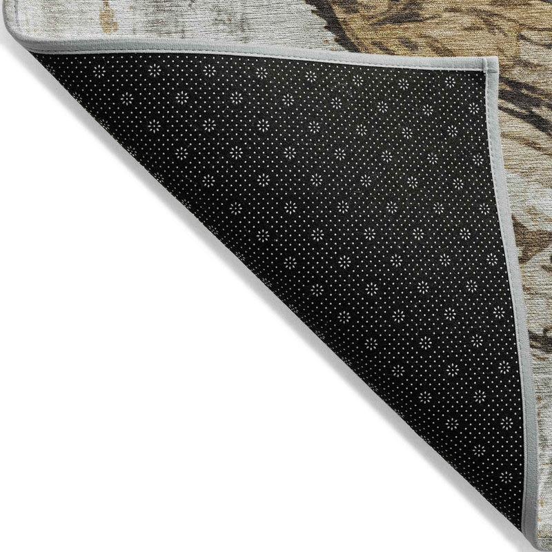 8' X 10' Beige Ivory And Charcoal Animal Print Washable Indoor Outdoor Area Rug