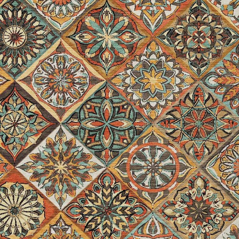 8' X 10' Gold And Orange Patchwork Washable Indoor Outdoor Area Rug