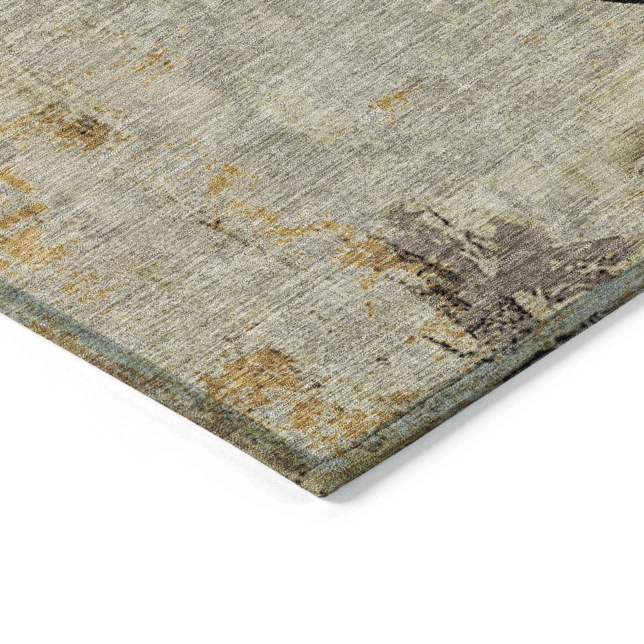 5' X 8' Khaki Black And Ivory Animal Print Washable Indoor Outdoor Area Rug