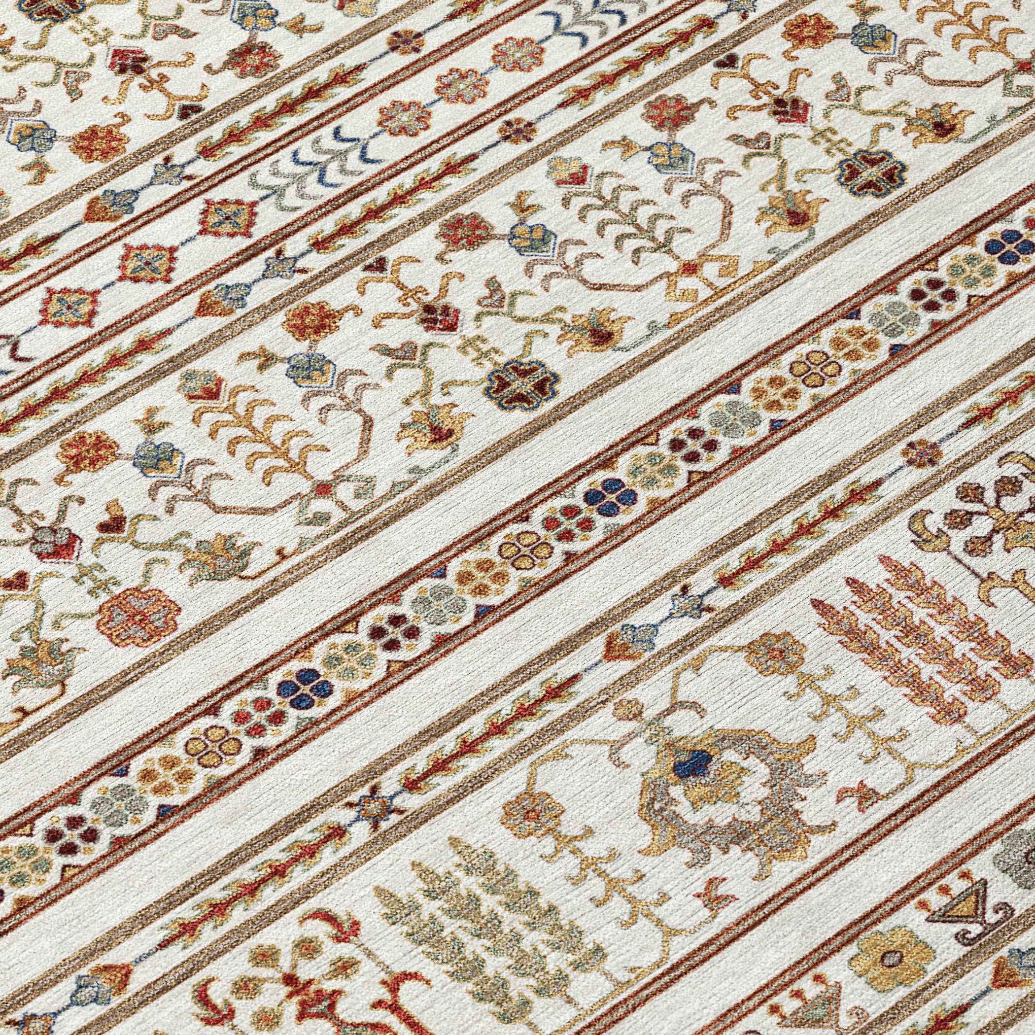 8' X 10' Ivory Blue And Copper Tribal Washable Indoor Outdoor Area Rug