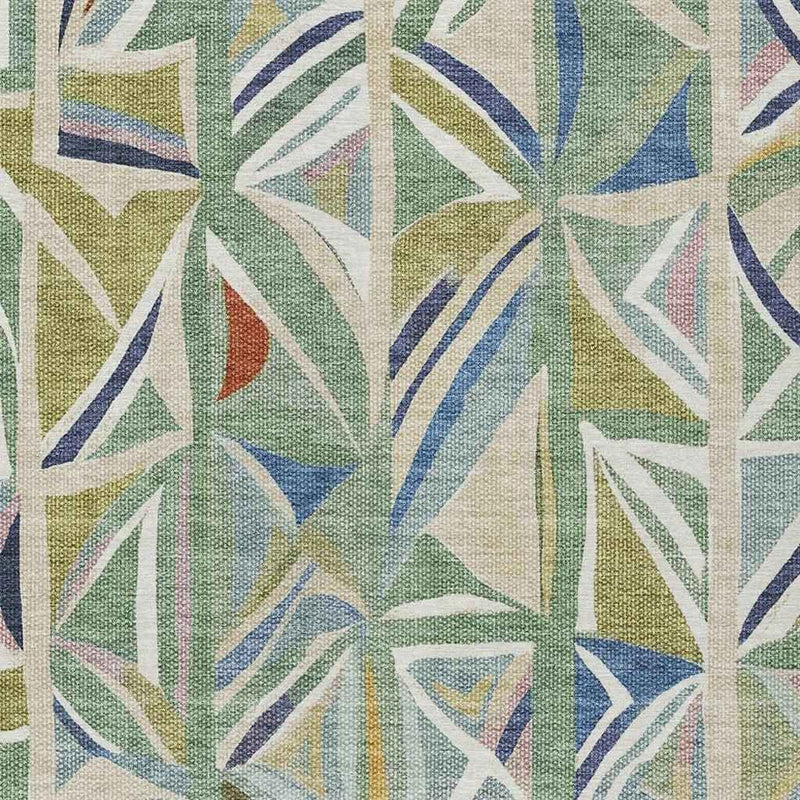 10' X 14' Sage Blue And Ivory Geometric Washable Indoor Outdoor Area Rug