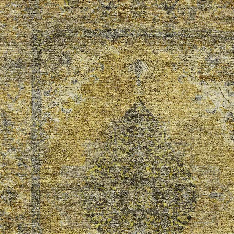 8' X 10' Wheat And Gray Medallion Washable Indoor Outdoor Area Rug