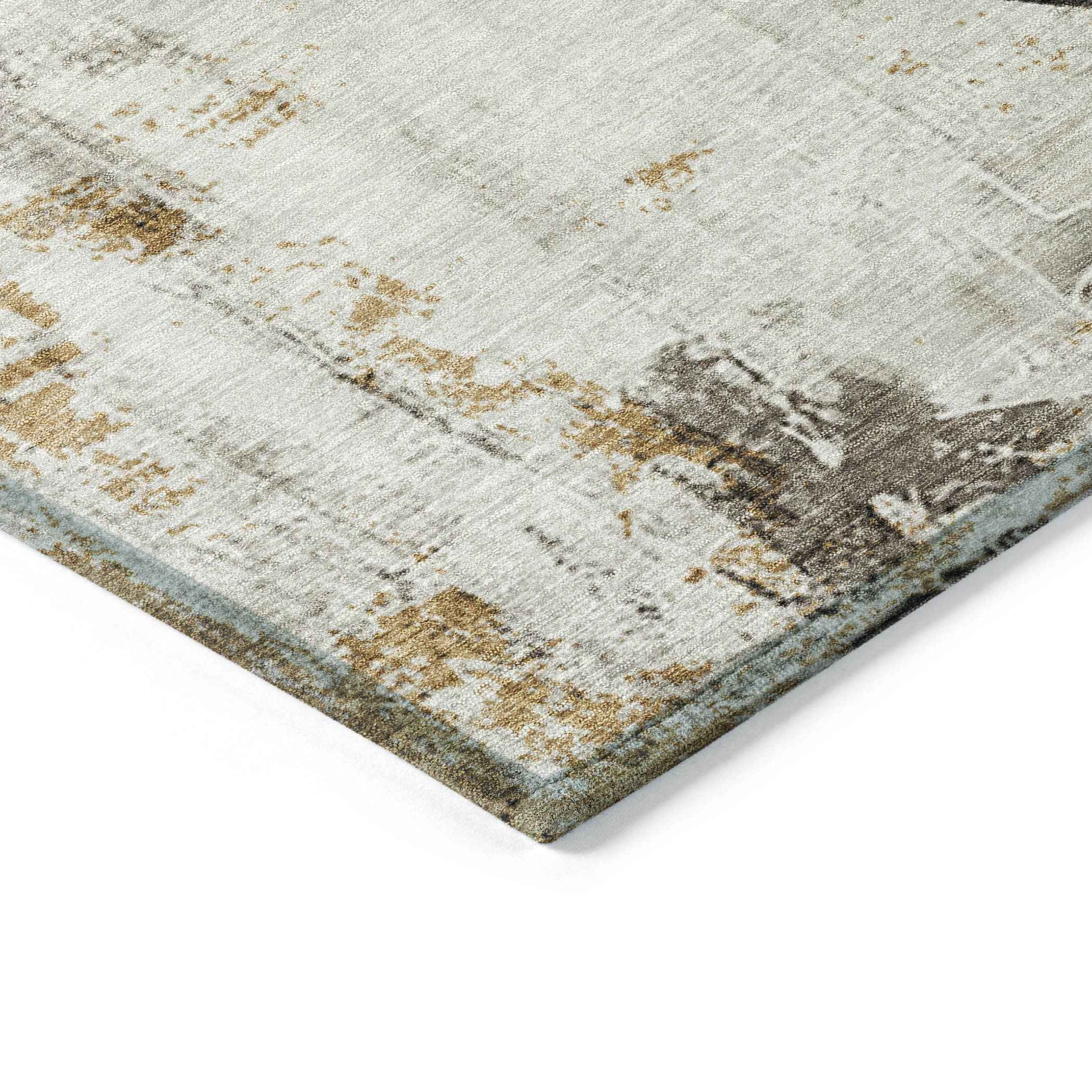 9' X 12' Beige Ivory And Charcoal Animal Print Washable Indoor Outdoor Area Rug