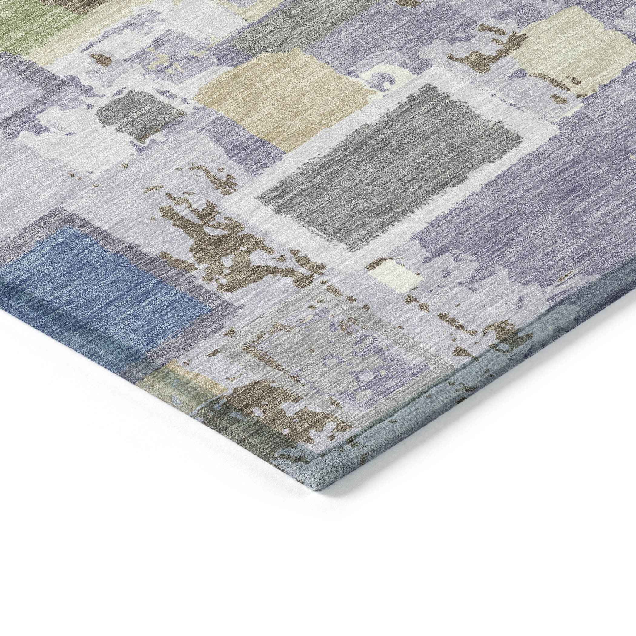 3' X 5' Purple Tan And Ivory Geometric Washable Indoor Outdoor Area Rug