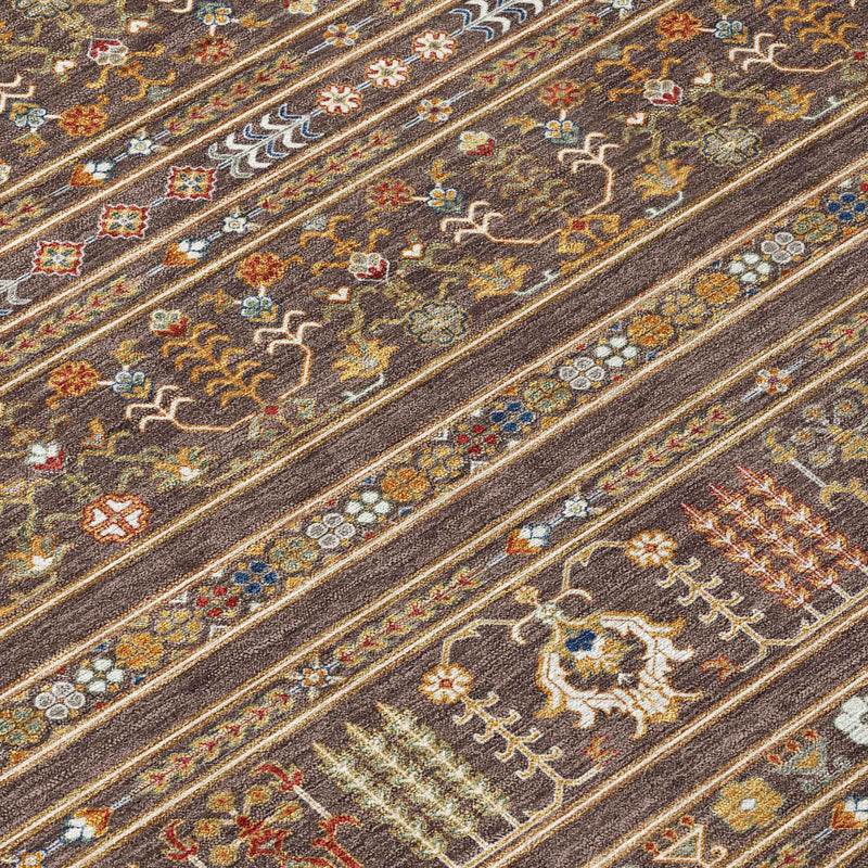 3' X 5' Chocolate Blue And Copper Tribal Washable Indoor Outdoor Area Rug