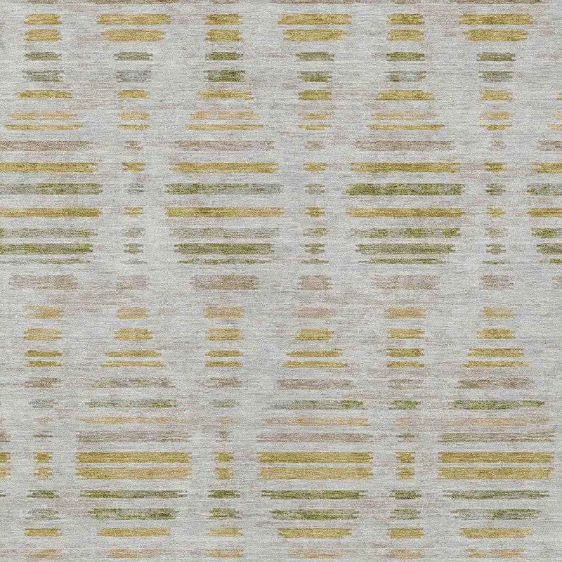 8' X 10' Ivory And Gold Striped Washable Indoor Outdoor Area Rug
