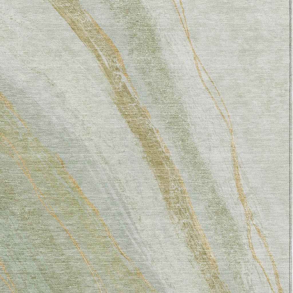 3' X 5' Sage And Copper Abstract Washable Indoor Outdoor Area Rug