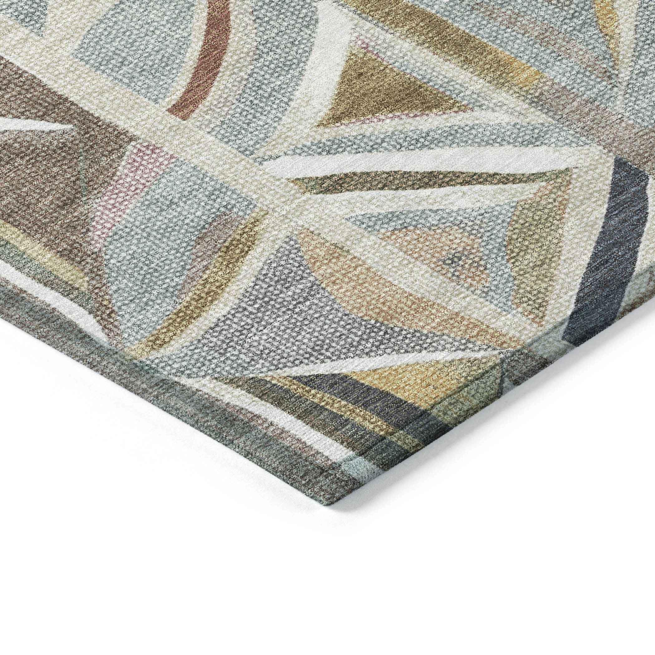 3' X 5' Taupe Ivory And Gold Geometric Washable Indoor Outdoor Area Rug