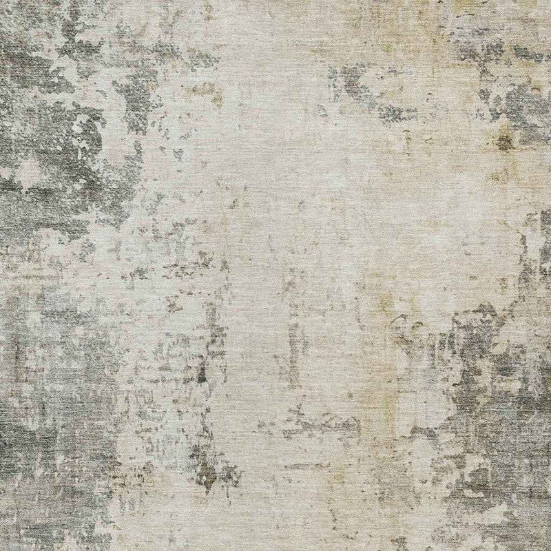 3' X 5' Pewter And Ivory Abstract Washable Indoor Outdoor Area Rug