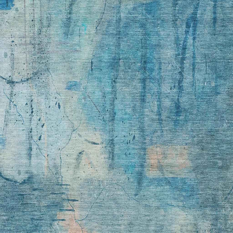 9' X 12' Blue And Beige Abstract Washable Indoor Outdoor Area Rug