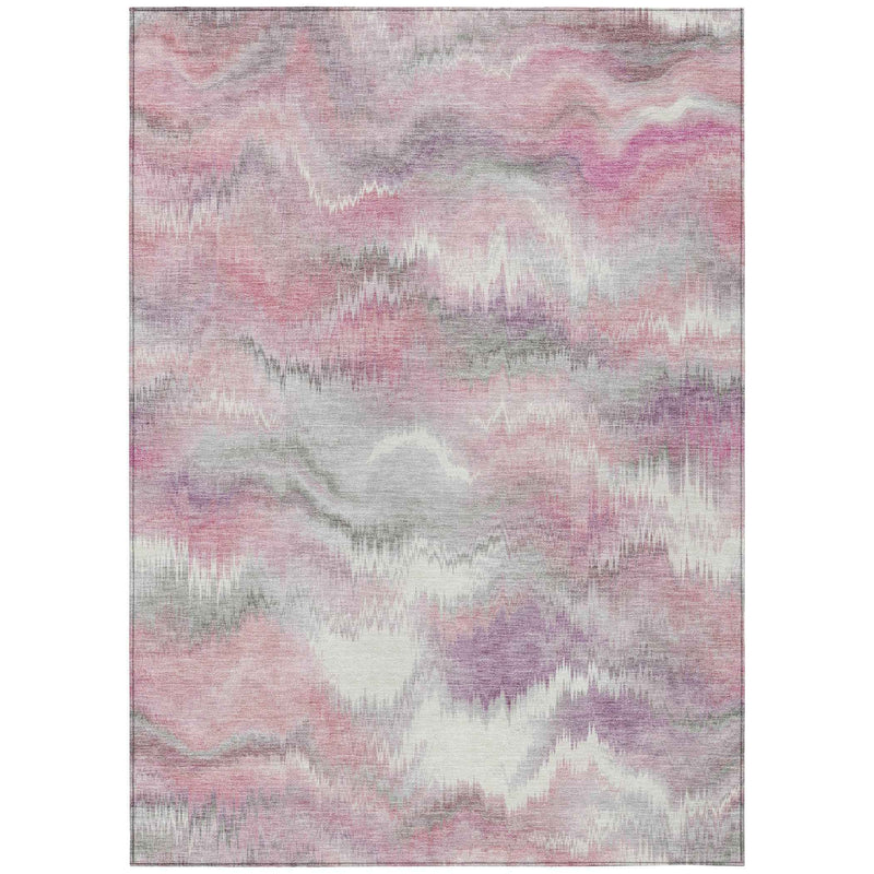 8' X 10' Blush And Ivory Abstract Washable Indoor Outdoor Area Rug