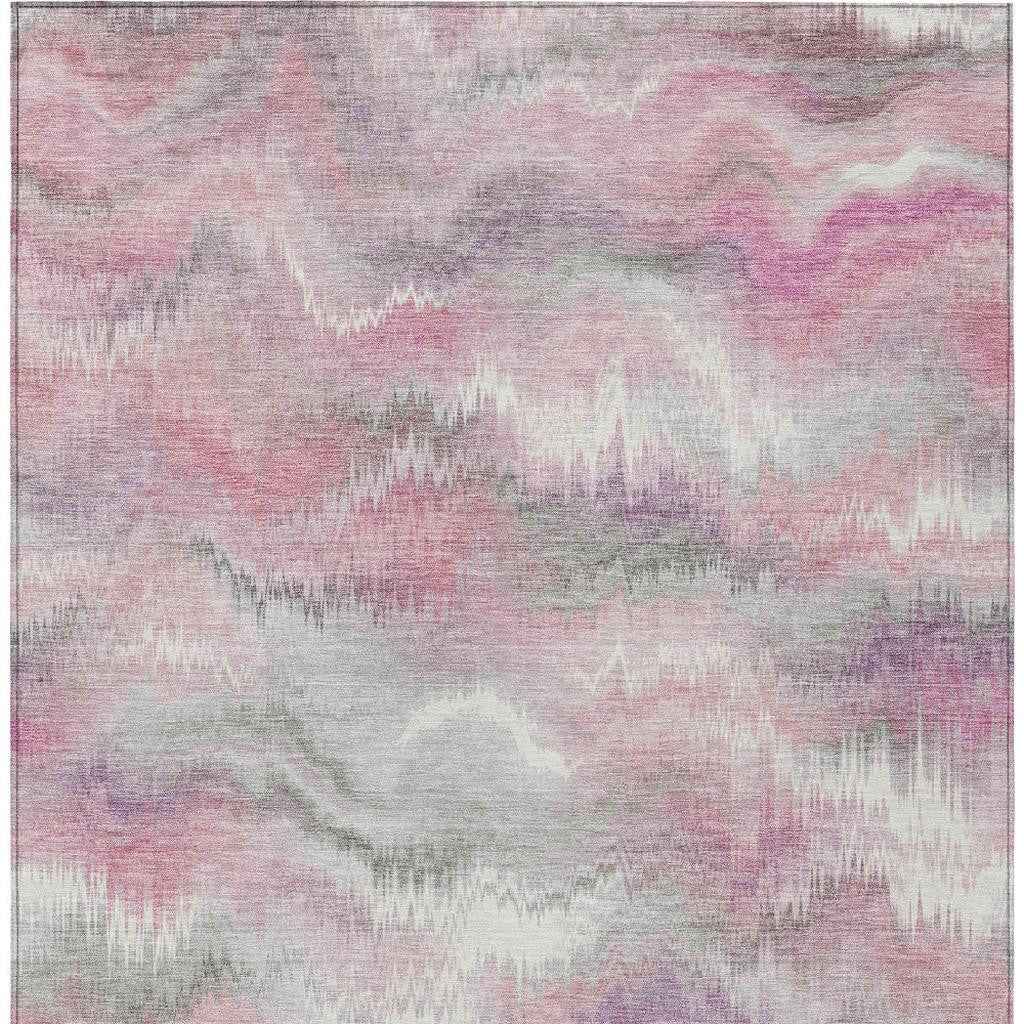 10' X 14' Blush And Ivory Abstract Washable Indoor Outdoor Area Rug