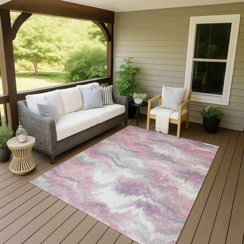 10' X 14' Blush And Ivory Abstract Washable Indoor Outdoor Area Rug