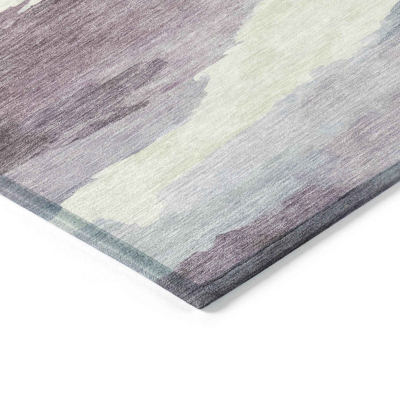 3' X 5' Plum And Ivory Abstract Washable Indoor Outdoor Area Rug