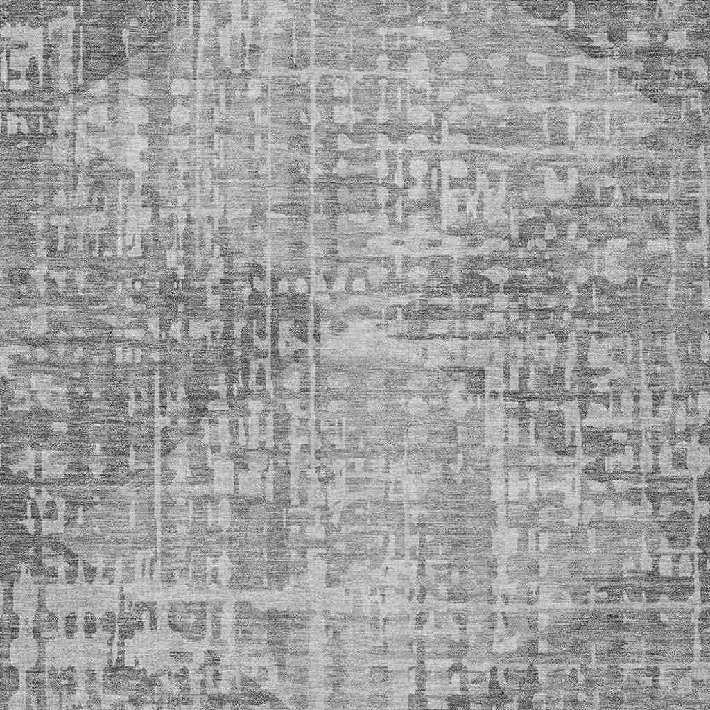 9' X 12' Gray And Silver Geometric Washable Indoor Outdoor Area Rug