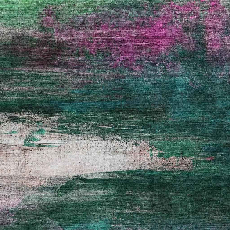 8' X 10' Green Blush And Ivory Abstract Washable Indoor Outdoor Area Rug