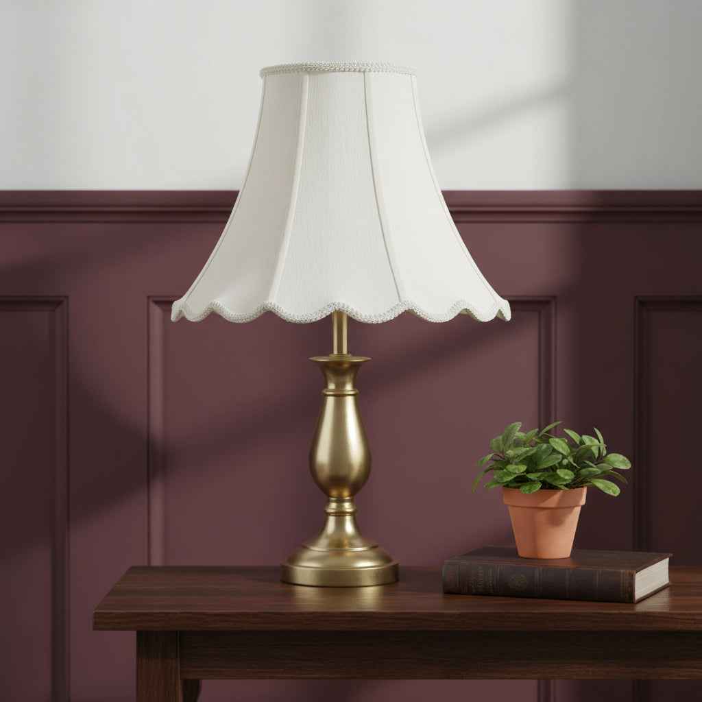Eggshell Linen Piped Bell Lamp Shade