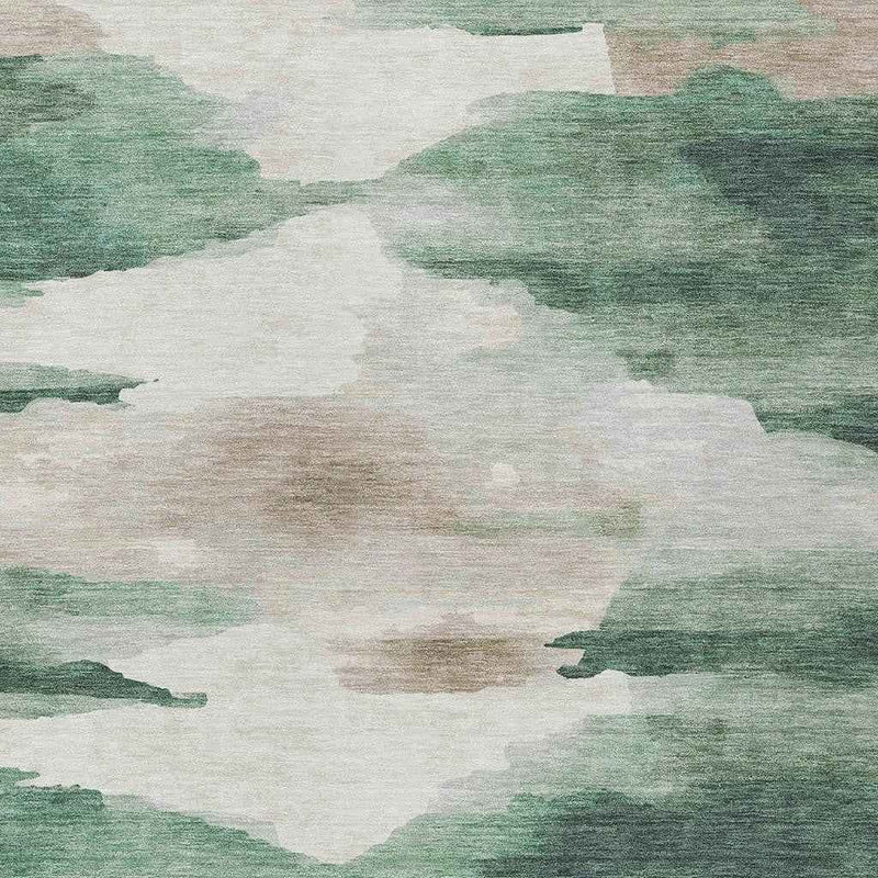 8' X 10' Green And Ivory Abstract Washable Indoor Outdoor Area Rug