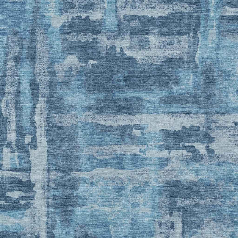9' X 12' Denim Blue And Sky Blue Abstract Washable Indoor Outdoor Area Rug