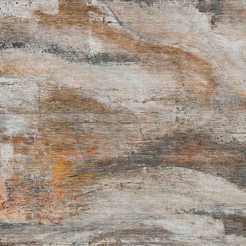 5' X 8' Brown Gray And Copper Abstract Washable Indoor Outdoor Area Rug