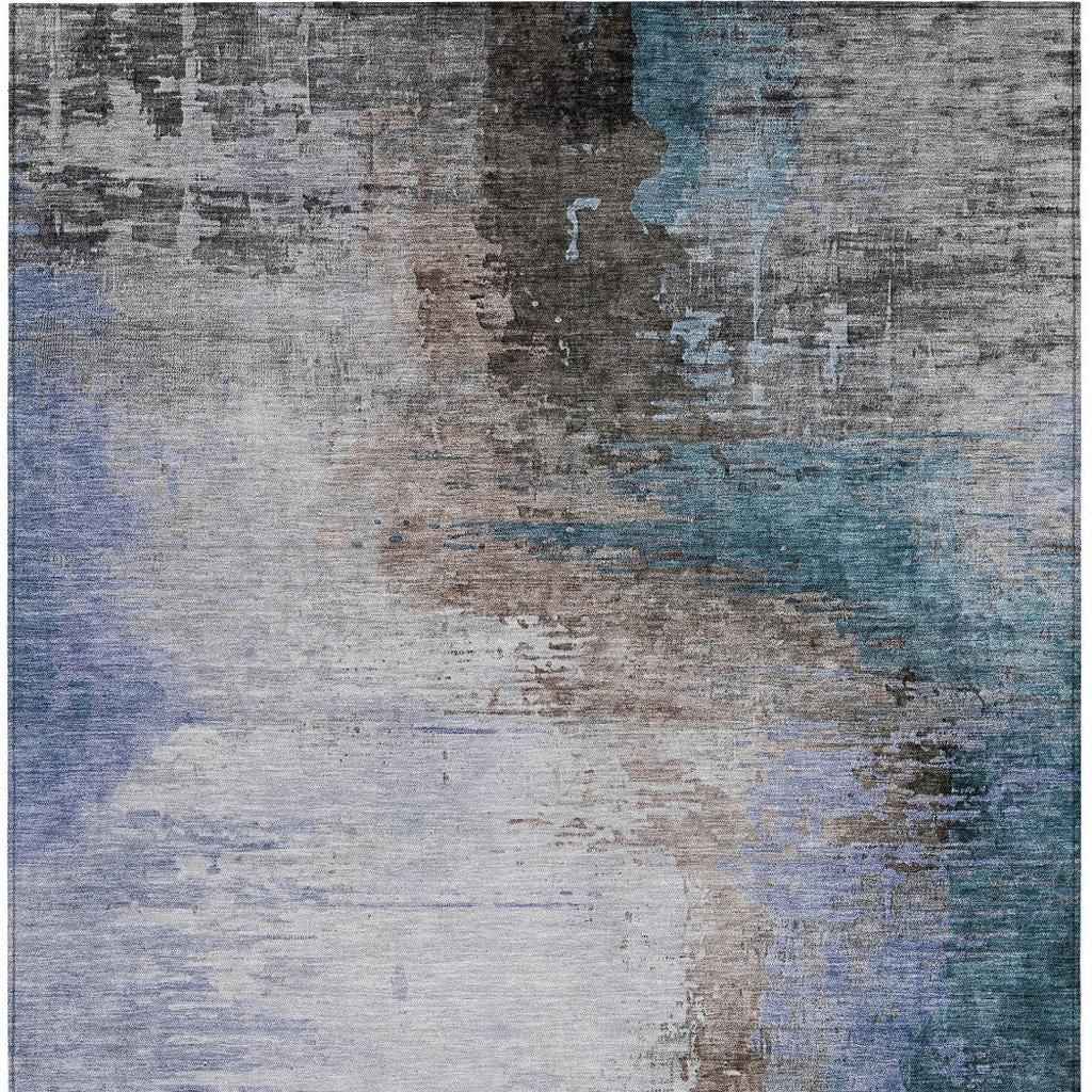 8' X 10' Brown Lavender And Taupe Abstract Washable Indoor Outdoor Area Rug