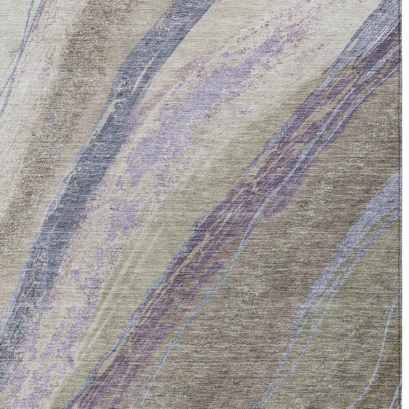 8' X 10' Brown Taupe And Purple Abstract Washable Indoor Outdoor Area Rug