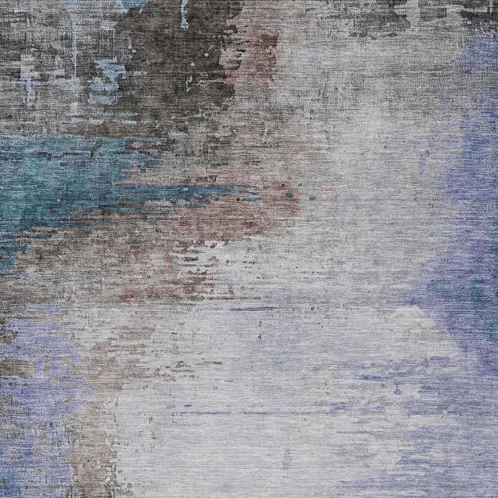 9' X 12' Brown Lavender And Taupe Abstract Washable Indoor Outdoor Area Rug