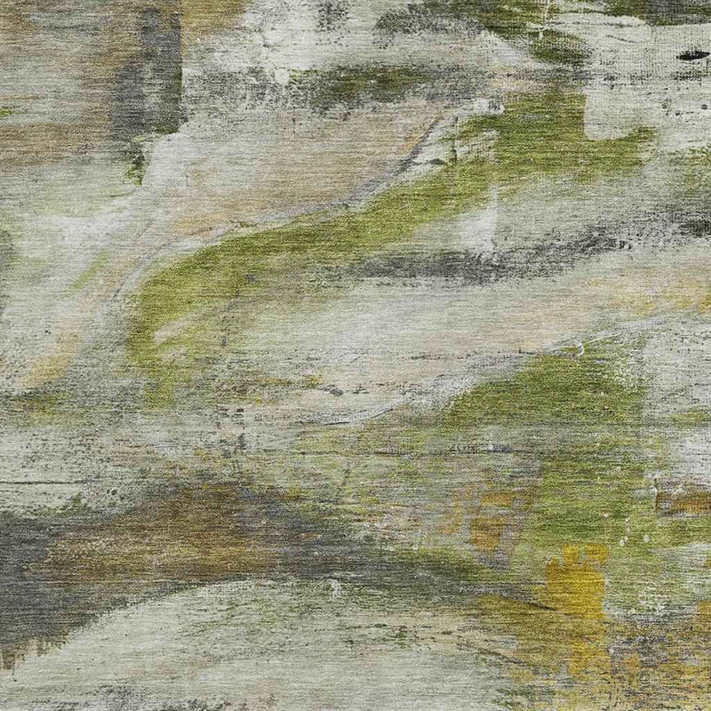 10' X 14' Olive Green Gray And Ivory Abstract Washable Indoor Outdoor Area Rug