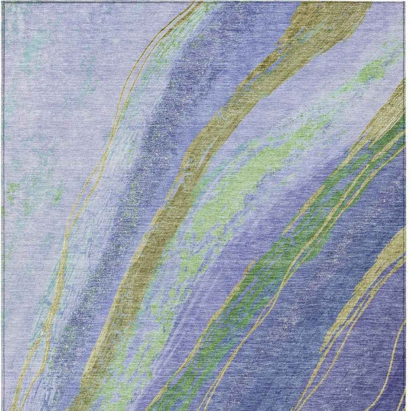 10' X 14' Purple Green And Gold Abstract Washable Indoor Outdoor Area Rug