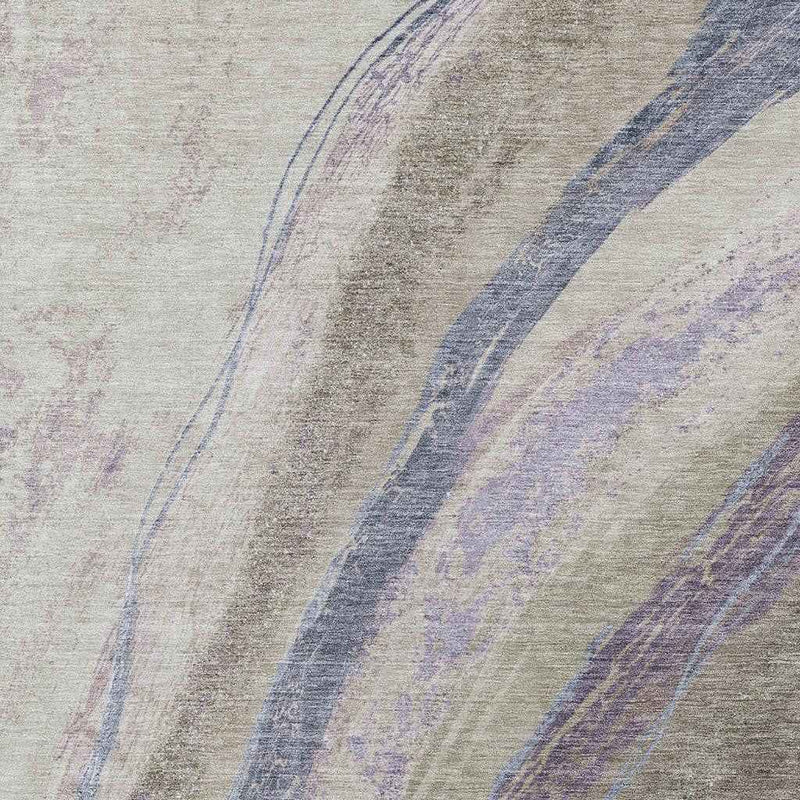 3' X 5' Brown Taupe And Purple Abstract Washable Indoor Outdoor Area Rug