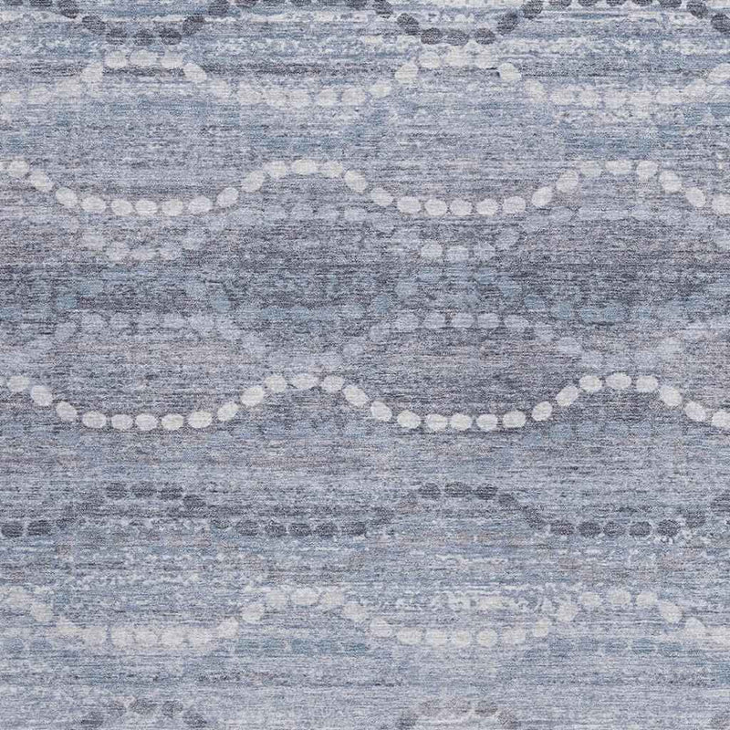 3' X 5' Blue And Ivory Ogee Washable Indoor Outdoor Area Rug