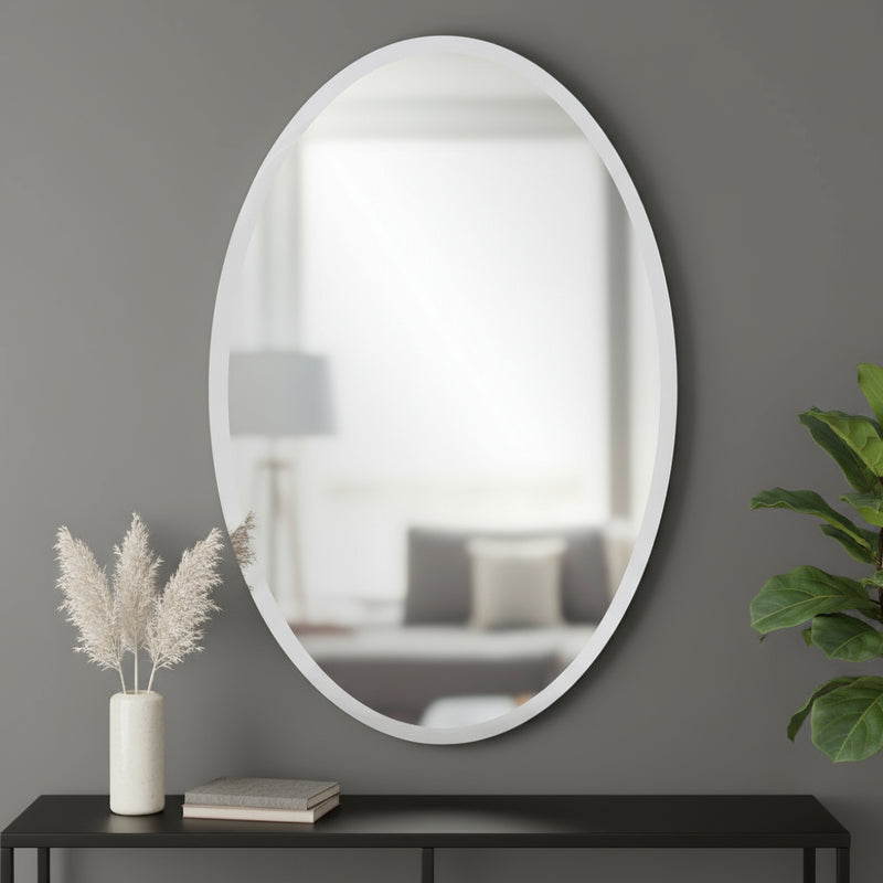 Oval Shaped Frameless Mirror