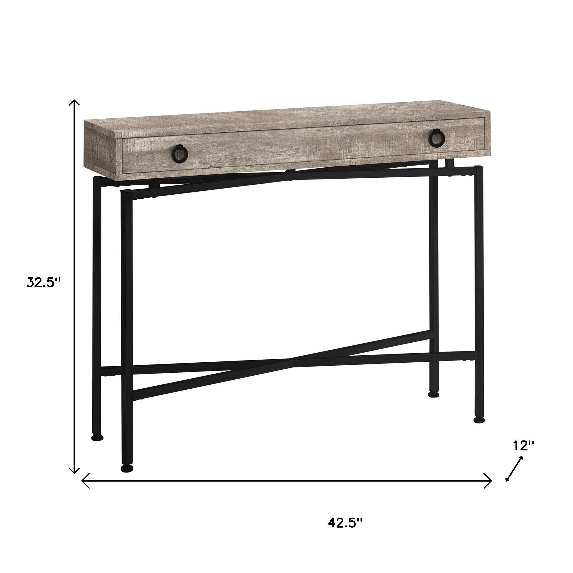 43" Taupe And Black Cross Leg Console Table - Living Room