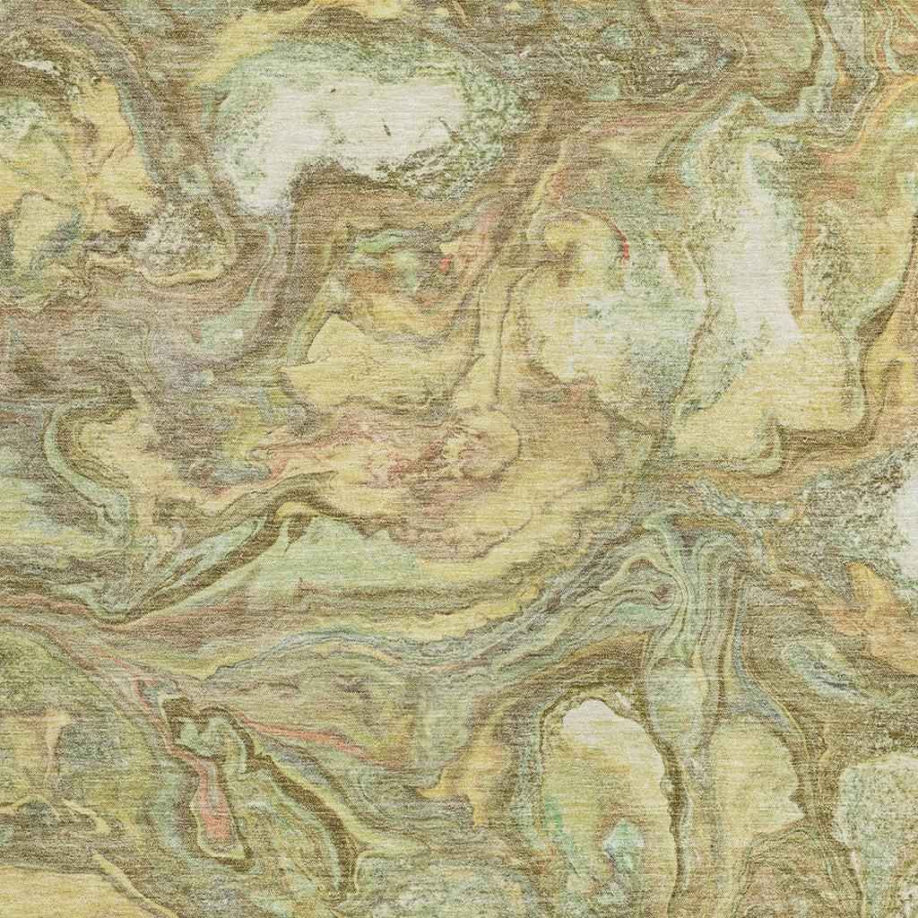 5' X 8' Gold And Taupe Abstract Washable Indoor Outdoor Area Rug