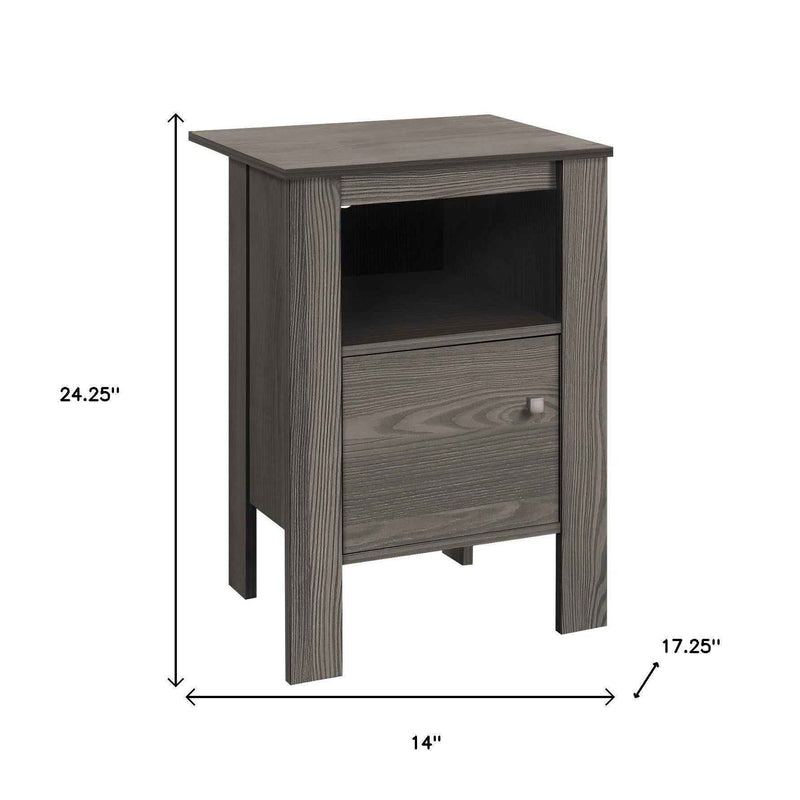 24" Gray Wood End Table With Shelf