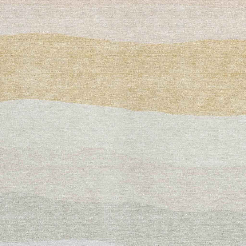 9' X 12' Wheat Gold And Beige Striped Washable Indoor Outdoor Area Rug