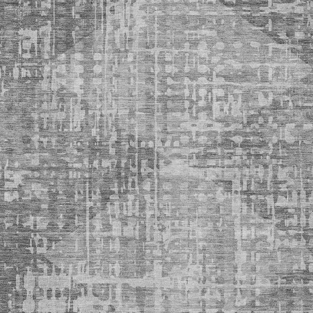 5' X 8' Gray And Silver Geometric Washable Indoor Outdoor Area Rug