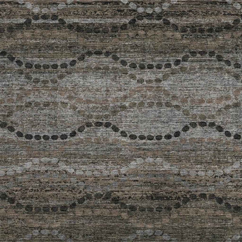 10' X 14' Chocolate And Gray Ogee Washable Indoor Outdoor Area Rug