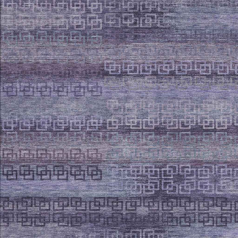 5' X 8' Plum And Lavender Striped Washable Indoor Outdoor Area Rug