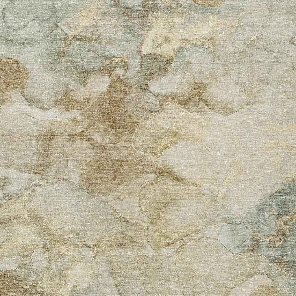 8' X 10' Beige And Ivory Abstract Washable Indoor Outdoor Area Rug