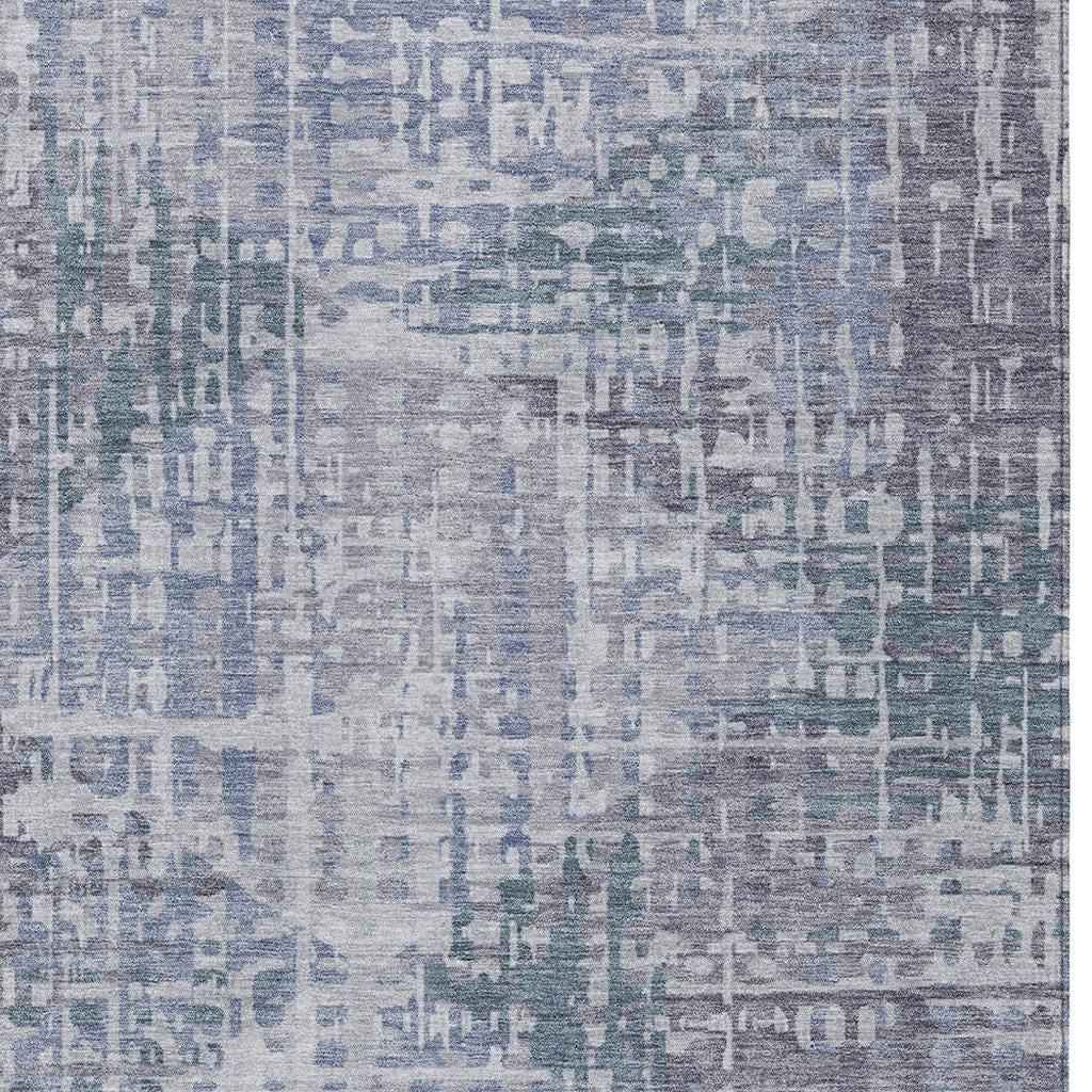 3' X 5' Blue And Purple Geometric Washable Indoor Outdoor Area Rug