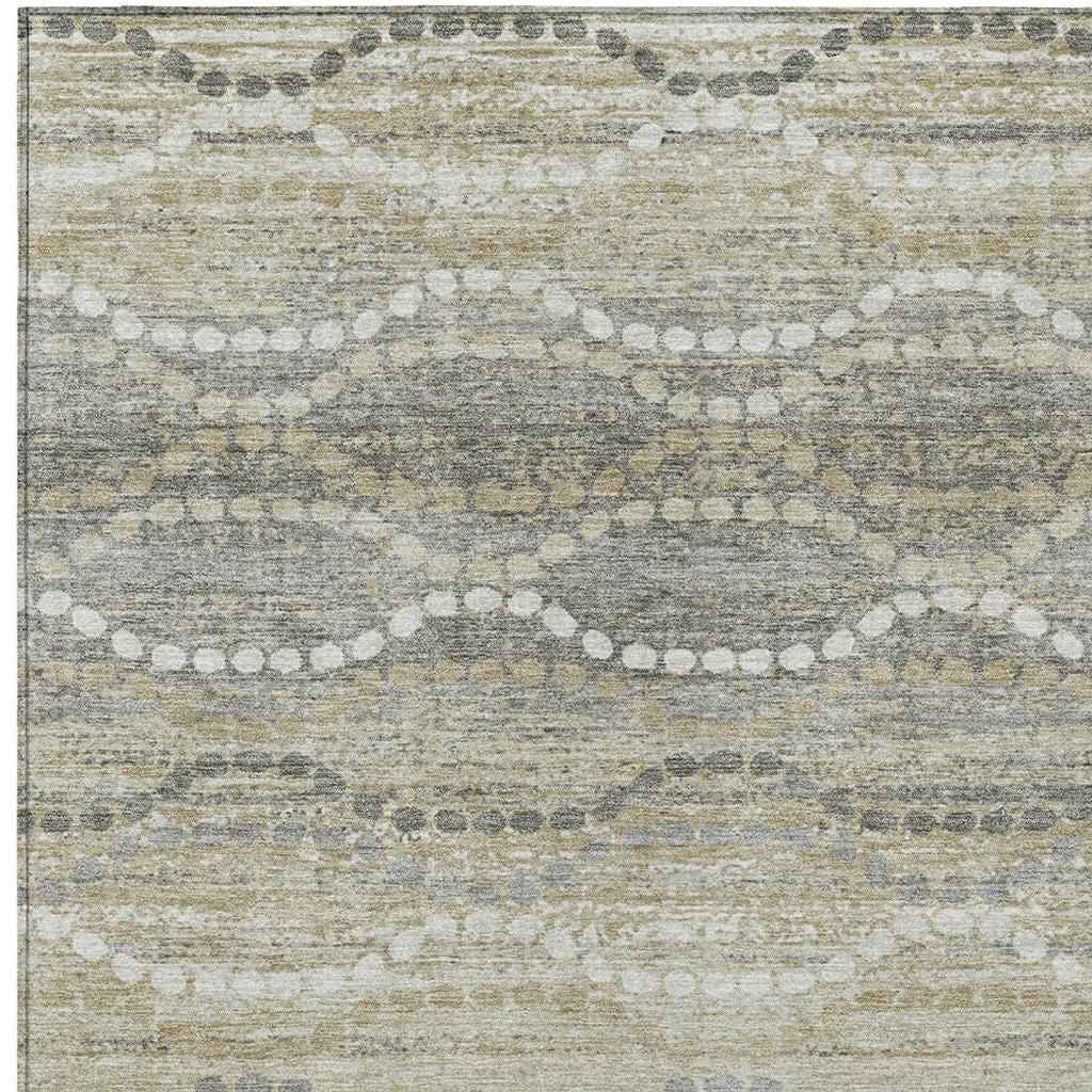 8' X 10' Pewter And Ivory Ogee Washable Indoor Outdoor Area Rug
