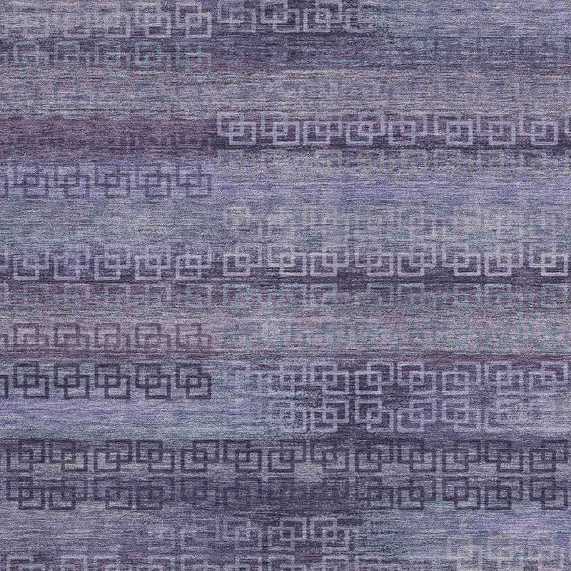 3' X 5' Plum And Lavender Striped Washable Indoor Outdoor Area Rug