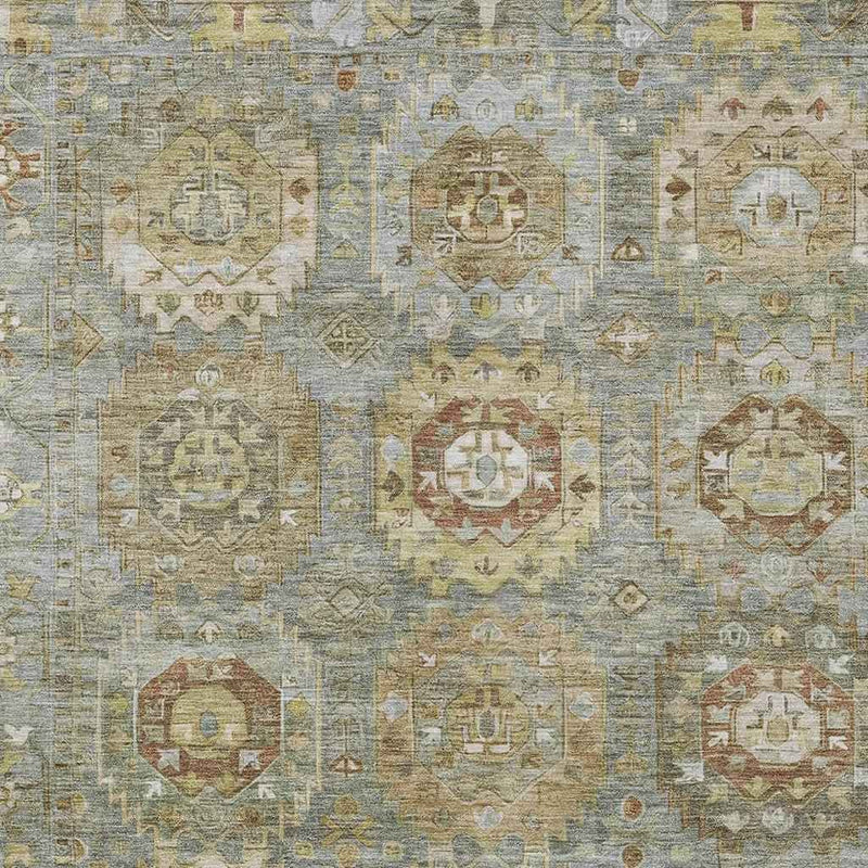 5' X 8' Sage Brown And Taupe Medallion Washable Indoor Outdoor Area Rug