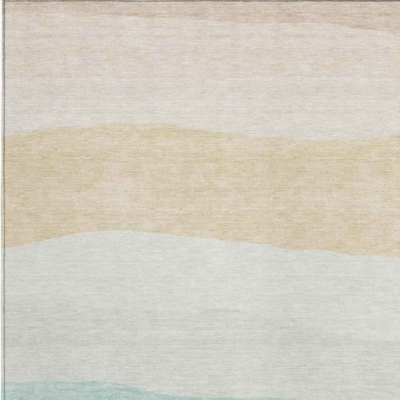 5' X 8' Teal Blue Green And Ivory Striped Washable Indoor Outdoor Area Rug
