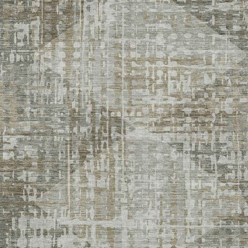 3' X 5' Pewter And Beige Geometric Washable Indoor Outdoor Area Rug